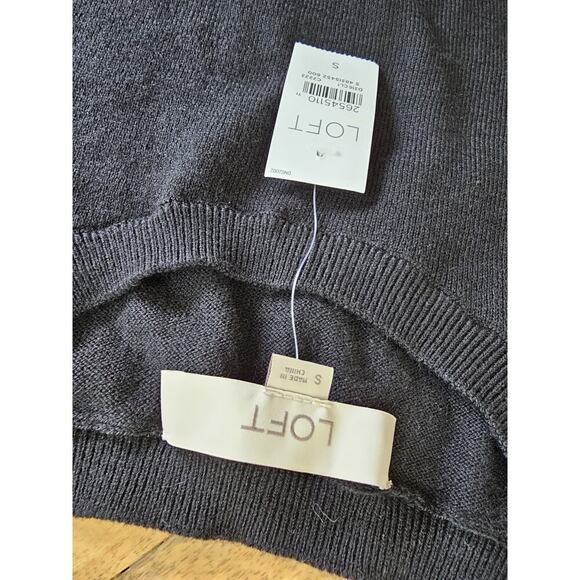 LOFT Wool Blend Sweater Tied Shirt Cuff Pullover Dress Black Womens Size S NWT - Picture 8 of 12